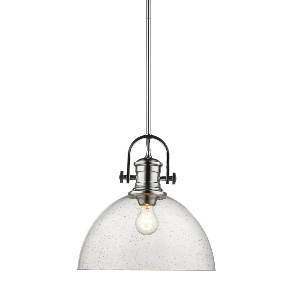 Golden Lighting-3118-L CH-SD-Hines - 1 Light Pendant-13.13 Inches Tall and 13.5 Inches Wide Chrome Seeded Black Finish